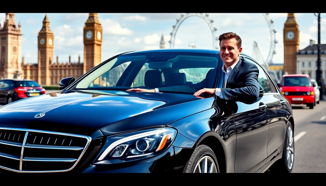 Experience private chauffeur london services with elegance, showcasing luxury cars in iconic settings.