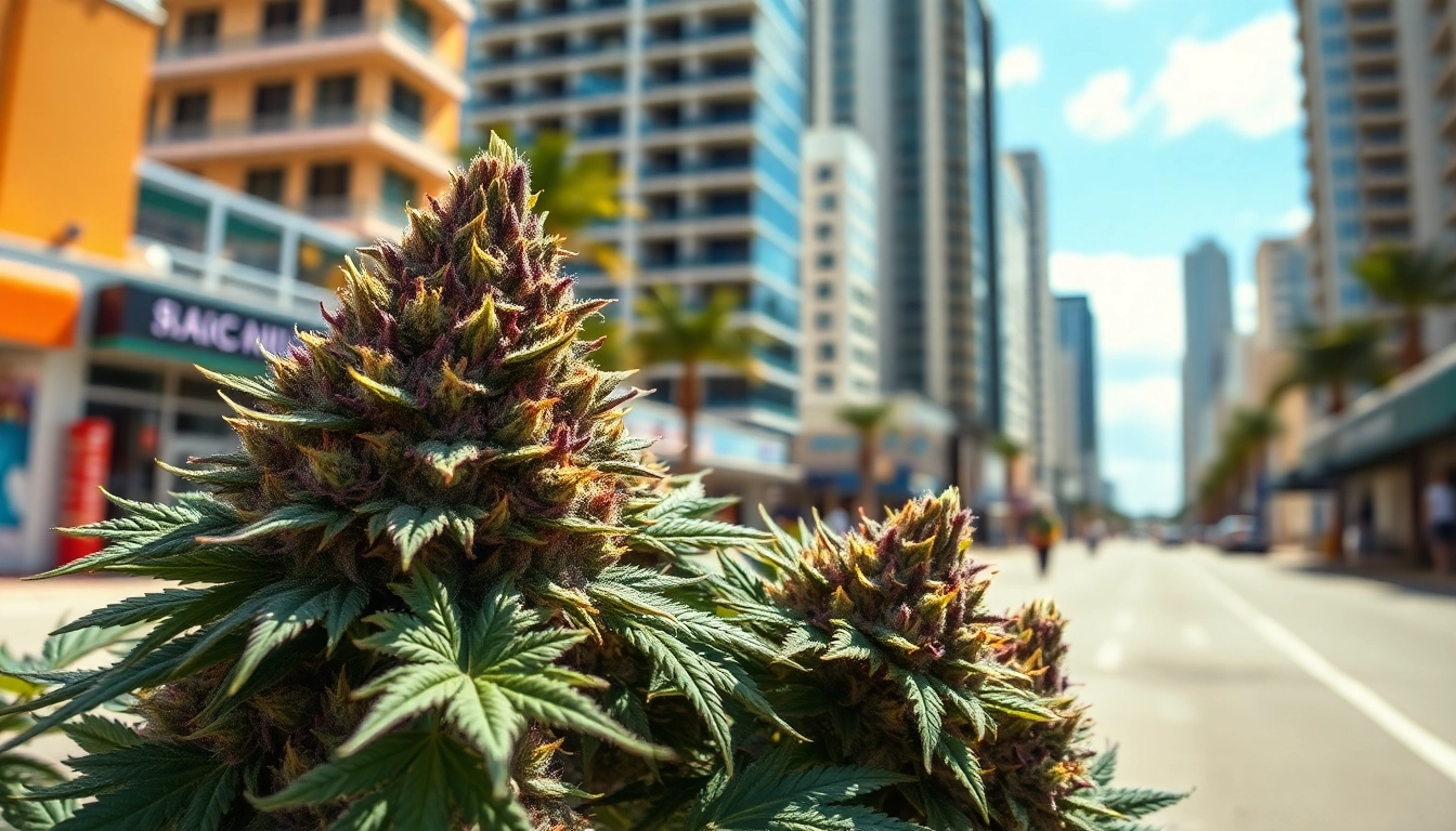 Showcase of miami runtz strain buds with Miami's lively atmosphere.